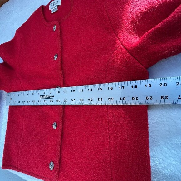 Vintage Carroll Reed Boiled Wool Sweater Size 10 Button Up Jacket Cardigan Red - Picture 7 of 9